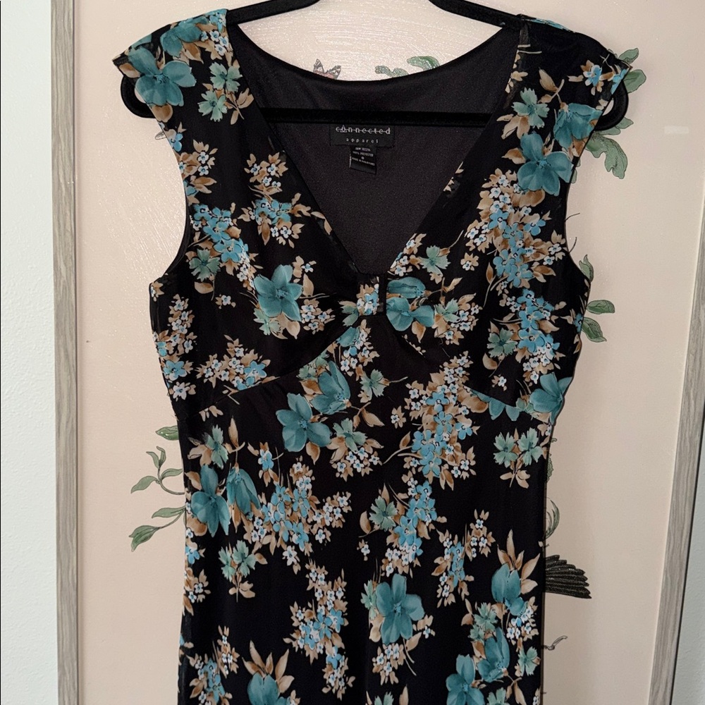 Vintage Connected Floral Whimsical Fairy Goth Flowy Midi Dress - Picture 2 of 7